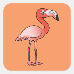 Birdorable American Flamingo Vierkante Sticker