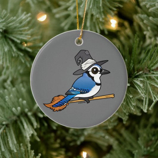 Birdorable Blue Jay Witch Halloween Keramisch Ornament (Boom)