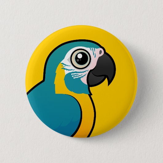 Birdorable Blue-throated Macaw Ronde Button 5,7 Cm (Voorkant)