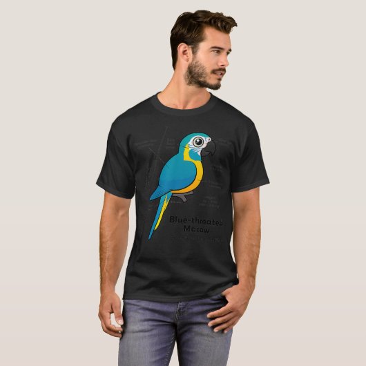Birdorable Blue-throated Macaw Statistics T-shirt (Voorkant volledig)
