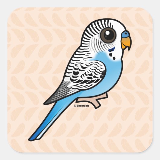 Birdorable Budgie Blue Vierkante Sticker (Voorkant)