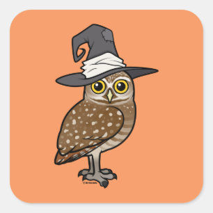 Birdorable Burrowing Uil Witch Vierkante Sticker