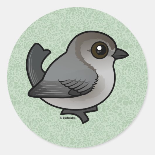 Birdorable Bushtit, Pacific Race Ronde Sticker (Voorkant)
