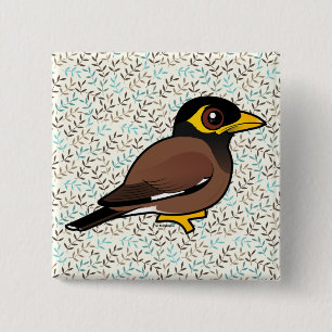 Birdorable Common Myna Vierkante Button 5,1 Cm