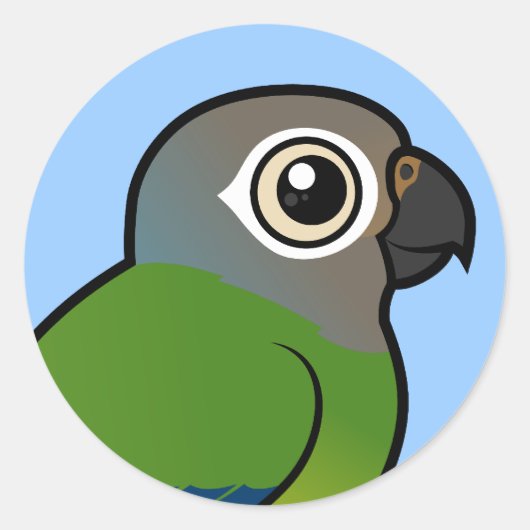 Birdorable Dusky Conure Ronde Sticker (Voorkant)