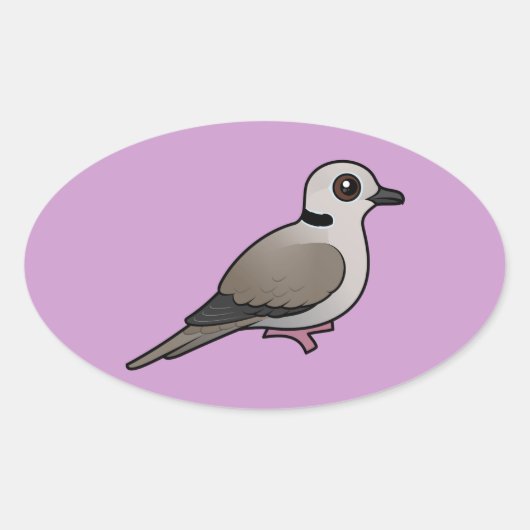 Birdorable Euraziatische Collared Dove Ovale Sticker (Voorkant)
