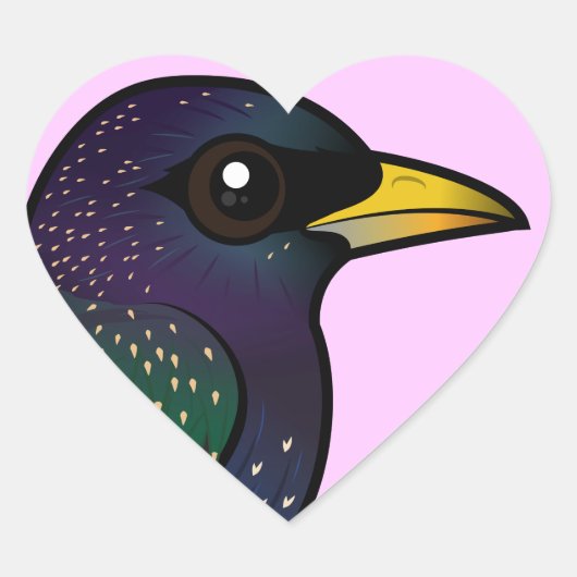 Birdorable European Starling Hart Sticker (Voorkant)