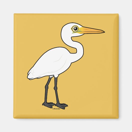 Birdorable Great Egret Magneet (Voorkant)