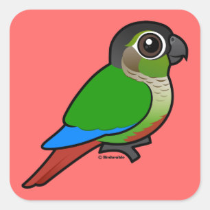 Birdorable Green-cheeked Conure Vierkante Sticker