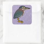 Birdorable Green Heron Vierkante Sticker (Tas)