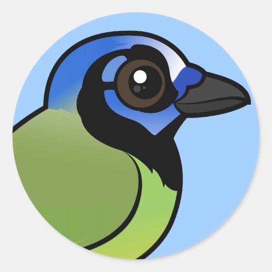 Birdorable Green Jay Ronde Sticker (Voorkant)