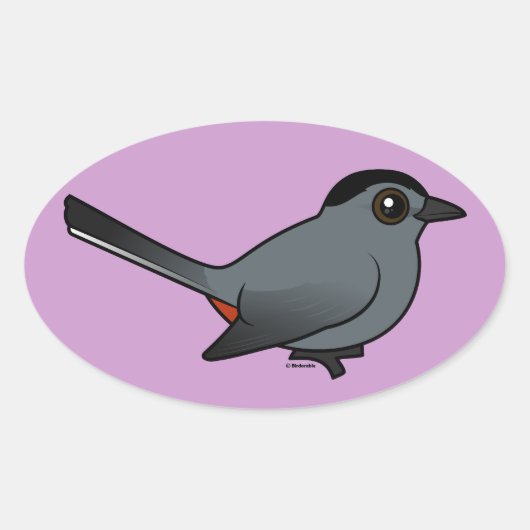 Birdorable Grey Catbird Ovale Sticker (Voorkant)