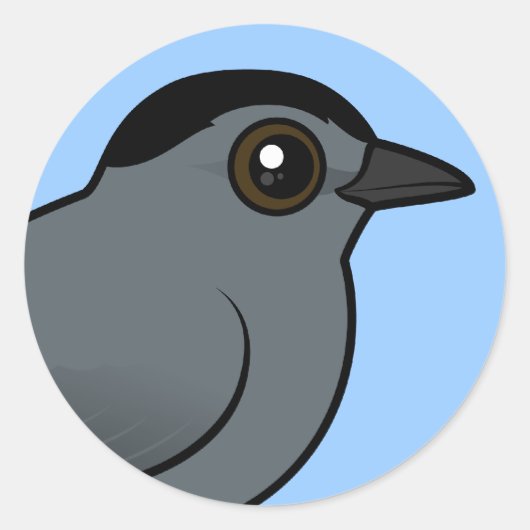 Birdorable Grey Catbird Ronde Sticker (Voorkant)