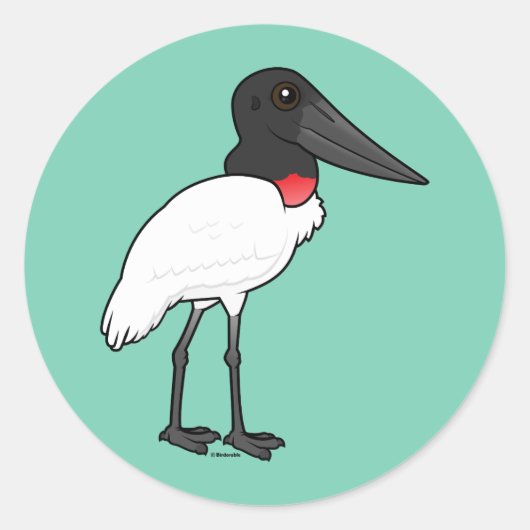 Birdorable Jabiru Ronde Sticker (Voorkant)