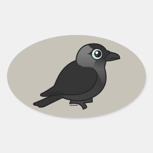 Birdorable Jackdaw Ovale Sticker (Voorkant)