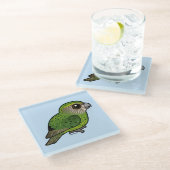 Birdorable Kakapo Glazen Onderzetter (Schuin)