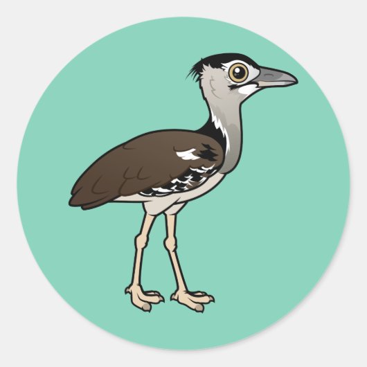 Birdorable Kori Bustard Ronde Sticker (Voorkant)