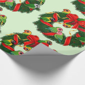 Birdorable Lovebirds Kerstkrans Cadeaupapier (Hoek)