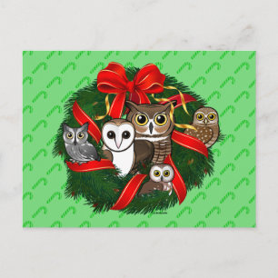 Birdorable Owls Kerstmis Wreath Feestdagenkaart