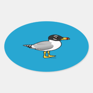 Birdorable Pallas's meeuw Ovale Sticker