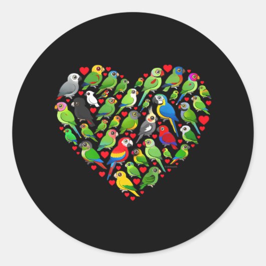Birdorable Parrot Heart Ronde Sticker (Voorkant)