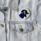 Birdorable Plush-crested Jay Ronde Button 5,7 Cm (In situ)