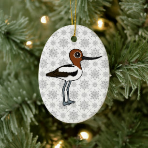 Birdorable Roodhals Avocet Schattigee Cartoon Bird Keramisch Ornament