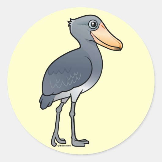 Birdorable Shoebill Ronde Sticker (Voorkant)