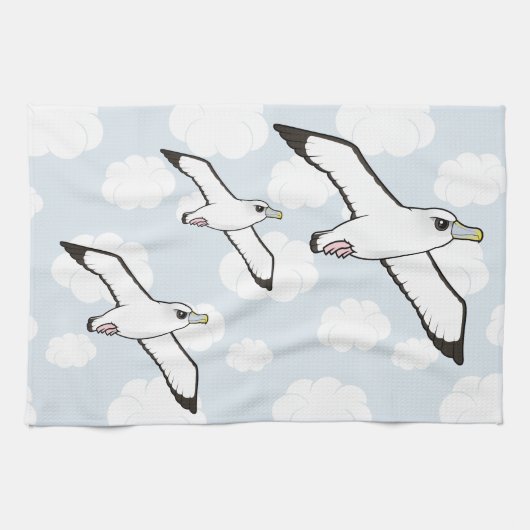 Birdorable Shy Albatross tijdens de vlucht Theedoek (Horizontaal)