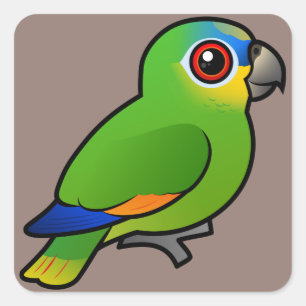 Birdorable Sinaasappel-vleugelige Amazone Vierkante Sticker