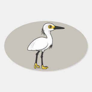 Birdorable Snowy Egret Ovale Sticker