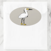 Birdorable Snowy Egret Ovale Sticker (Tas)