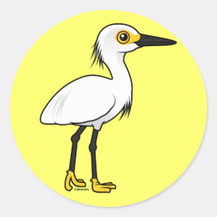Birdorable Snowy Egret Ronde Sticker