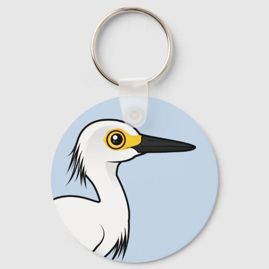 Birdorable Snowy Egret Sleutelhanger (Voorkant)