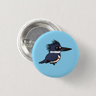 Birdorable Vrouw Belted Kingfisher Ronde Button 3,2 Cm