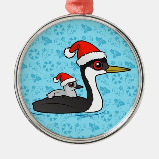 Birdorable Western Grebe Santa Metalen Ornament (Voorkant)