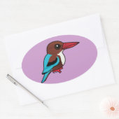 Birdorable witkeelijsvogel ovale sticker (Envelop)