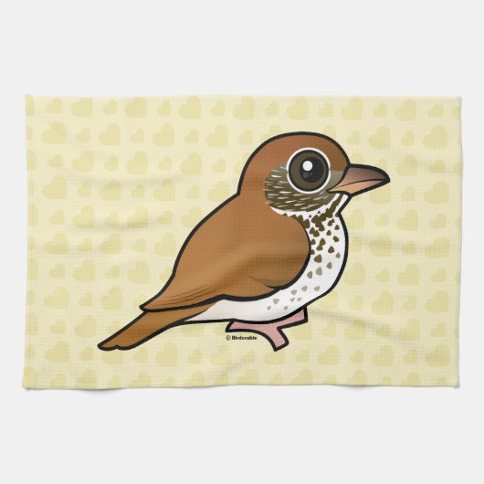 Birdorable Wood Thrush Theedoek (Horizontaal)