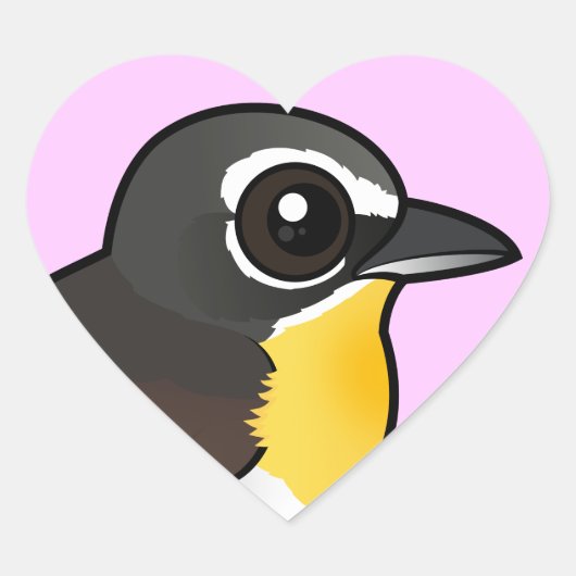 Birdorable Yellow-breasted Chat Hart Sticker (Voorkant)