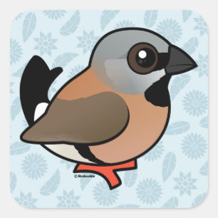 Birdorable zwartkeelvink vierkante sticker