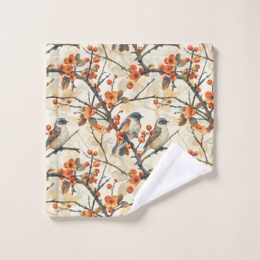 Birds and Flowers Towel Fall Gift for Their Nest (Gant de toilette)