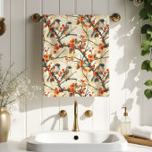 Birds and Flowers Towel Fall Gift for Their Nest