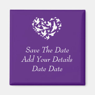 Birds and hearts Purple Save The Date Magnet Magneet