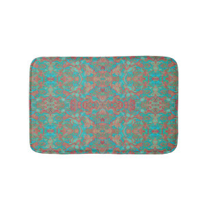 Birds Arabesque Bohemian Boho Turquoise Pattern Badmat