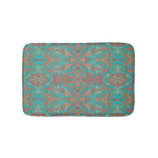 Birds Arabesque Bohemian Boho Turquoise Pattern Badmat (Voorkant)