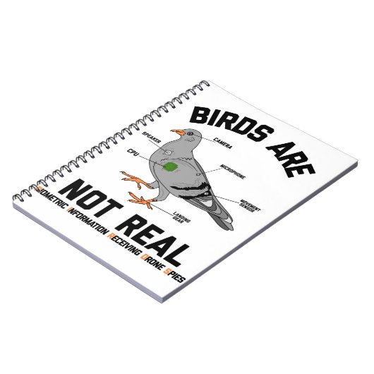 Birds Are Not Real Spy Pigeon Funny Drone Notitieboek (Linkerzijde)