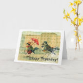 Birds Birthday Kaart (Gele Bloem)