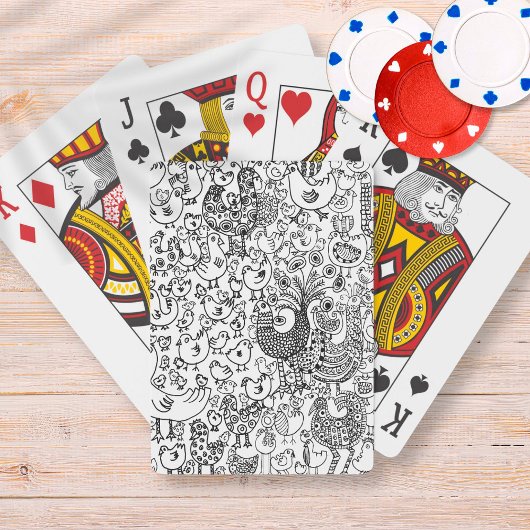 Birds Black en White Illustration Hand Drawn Art Pokerkaarten