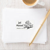 Birds Black White Lovebird Weddenschap net getrouw Etiket (Insitu)