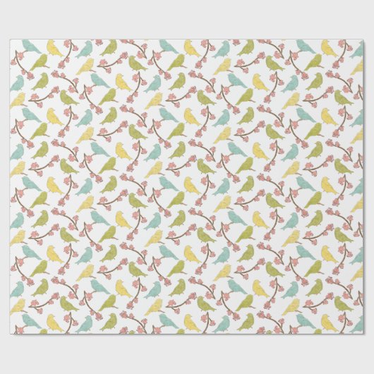 Birds & Blooms Waterverf Sketch Cadeaupapier (Vlak)